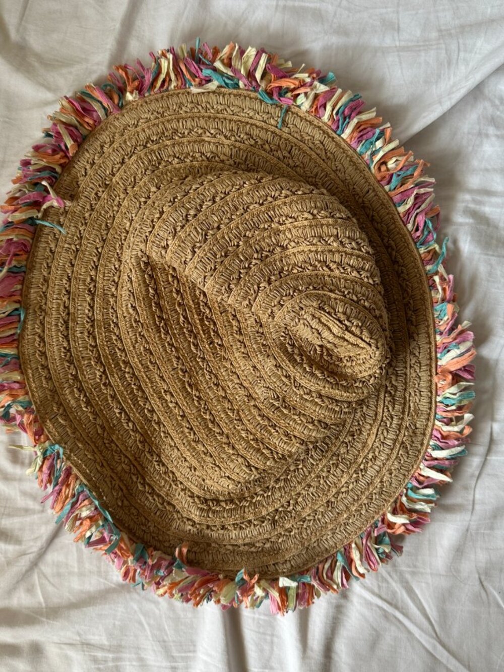 Betsey Johnson Accessories Tan StrawHat with Multicolor Fringe